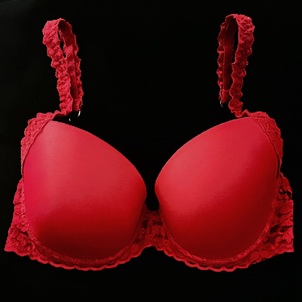 PINK Victoria’s Secret Push-up Demi Bra. Red w/Multi-way Hook. 36B